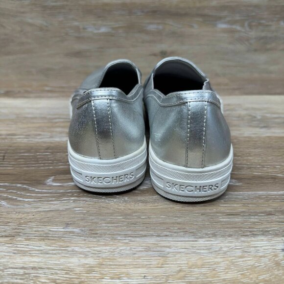 Skechers Double Up Metallic Silver Sneaker Women's Size 8 - Picture 3 of 6